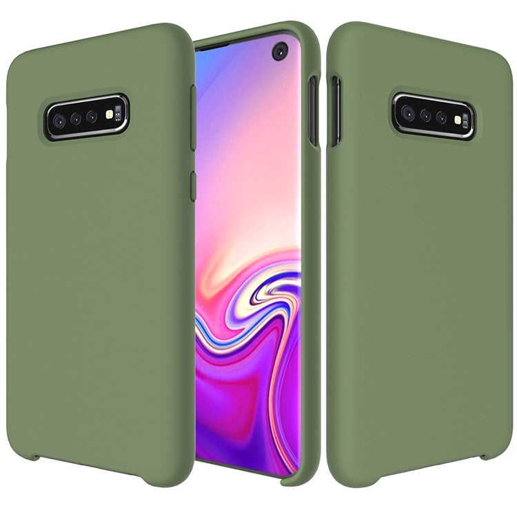For Samsung Galaxy S10 Soft Liquid Silicone Shell Phone Covering Protection Case - Army Green
