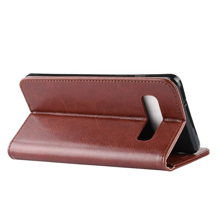 Crazy Horse Wallet PU Leather Magnetic Cover for Samsung Galaxy S10 - Brown