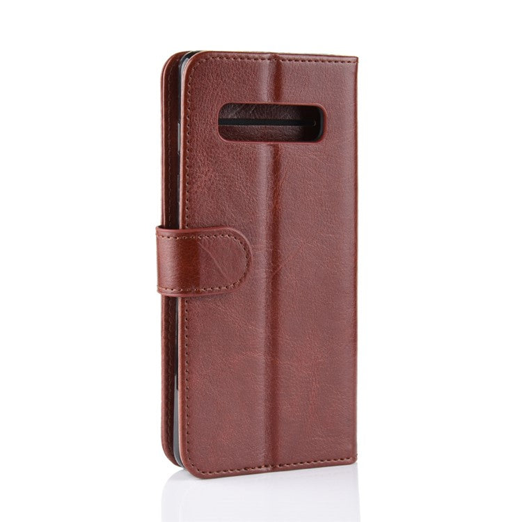 Crazy Horse Wallet PU Leather Magnetic Cover for Samsung Galaxy S10 - Brown
