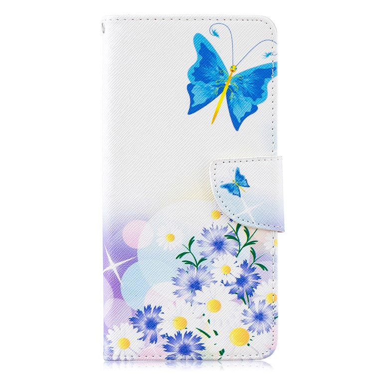 Pattern Printing PU Leather Flip Shell for Samsung Galaxy S10 Plus - Blue Butterflies