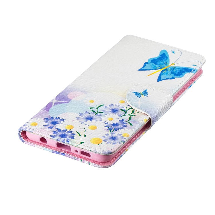 Pattern Printing PU Leather Flip Shell for Samsung Galaxy S10 Plus - Blue Butterflies