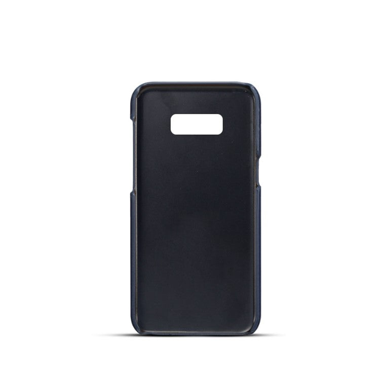 For Samsung Galaxy S10e Dual Card Slots Phone Case PU Leather Coated PC Phone Cover - Blue