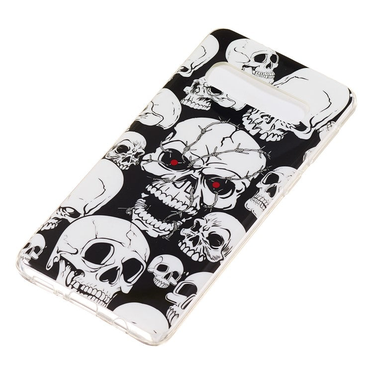 Luminous Glow Pattern Printing TPU Cell Phone Case for Samsung Galaxy S10 - Cool Skulls