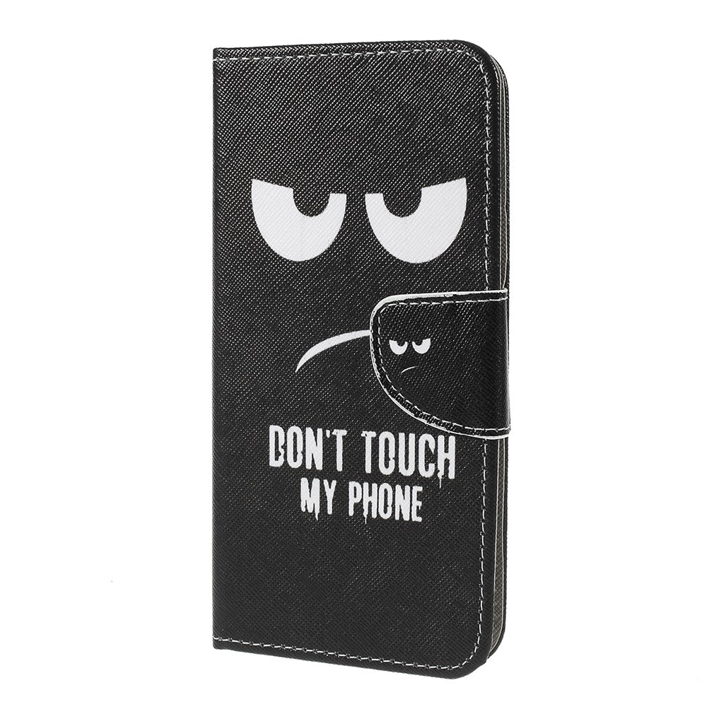 For Samsung Galaxy M20 Cross Texture Patterned Leather Wallet Cover - Do Not Touch My Phone