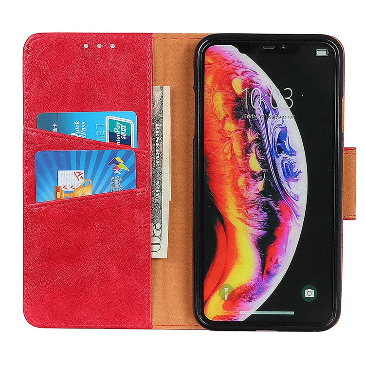 Crazy Horse Wallet Leather Stand Case for Samsung Galaxy A10 - Red