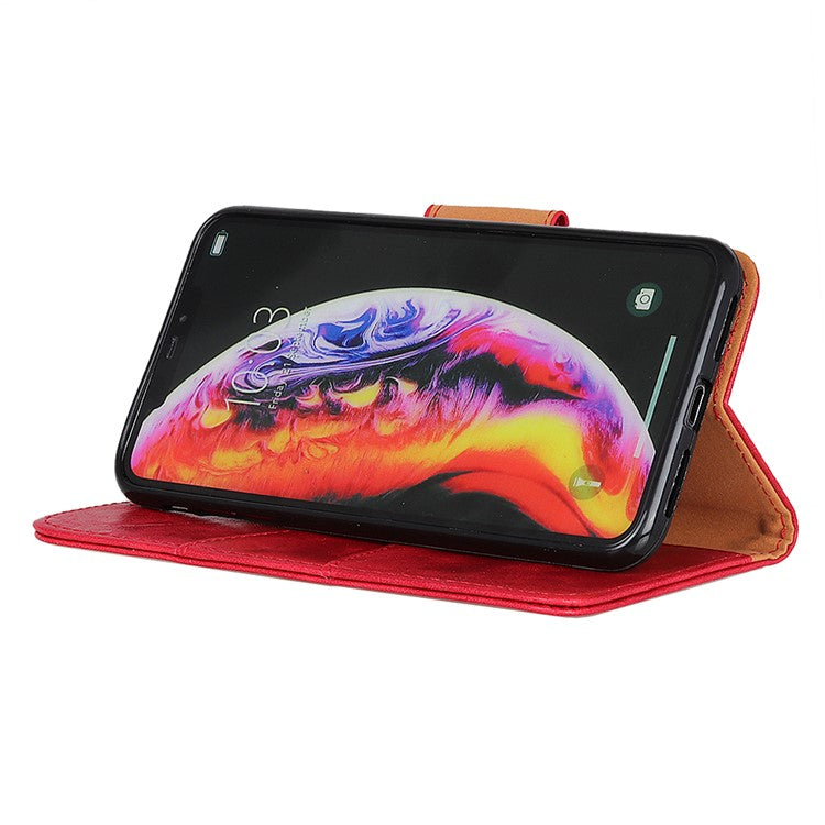 Crazy Horse Wallet Leather Stand Case for Samsung Galaxy A10 - Red