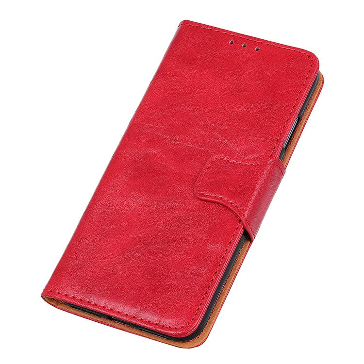 Crazy Horse Wallet Leather Stand Case for Samsung Galaxy A10 - Red