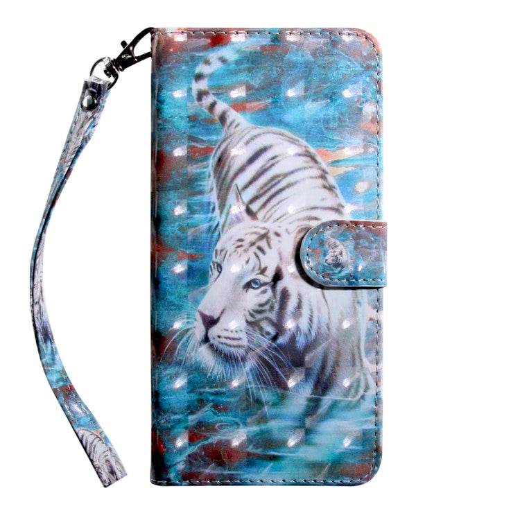 Light Spot Decor Patterned Leather Wallet Case for Samsung Galaxy A40 - Tiger