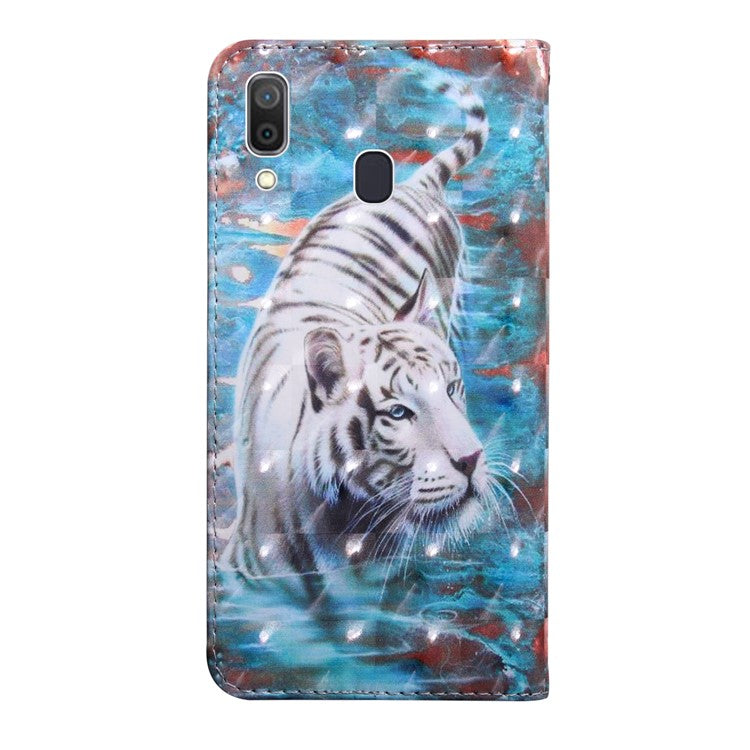 Light Spot Decor Patterned Leather Wallet Case for Samsung Galaxy A40 - Tiger