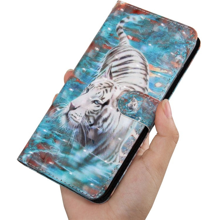 Light Spot Decor Patterned Leather Wallet Case for Samsung Galaxy A40 - Tiger
