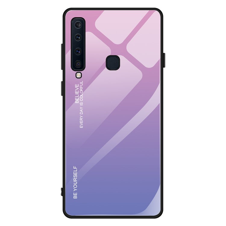 Gradient Color Glass + PC + TPU Hybrid Cover for Samsung Galaxy A9 (2018)/A9 Star Pro/A9s - Pink / Purple