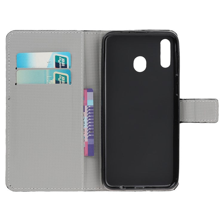 Pattern Printing Leather Wallet Stand Case for Samsung Galaxy A40 - Vintage American Flag