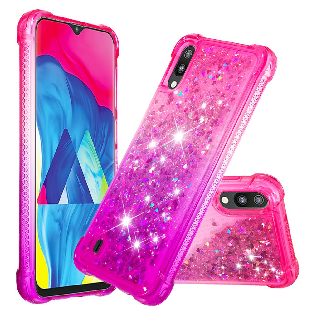 Gradient Glitter Powder Quicksand TPU Shell for Samsung Galaxy M10 / A10 - Rose / Purple