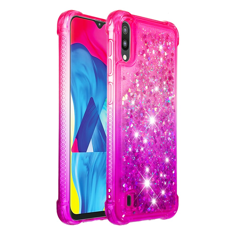 Gradient Glitter Powder Quicksand TPU Shell for Samsung Galaxy M10 / A10 - Rose / Purple