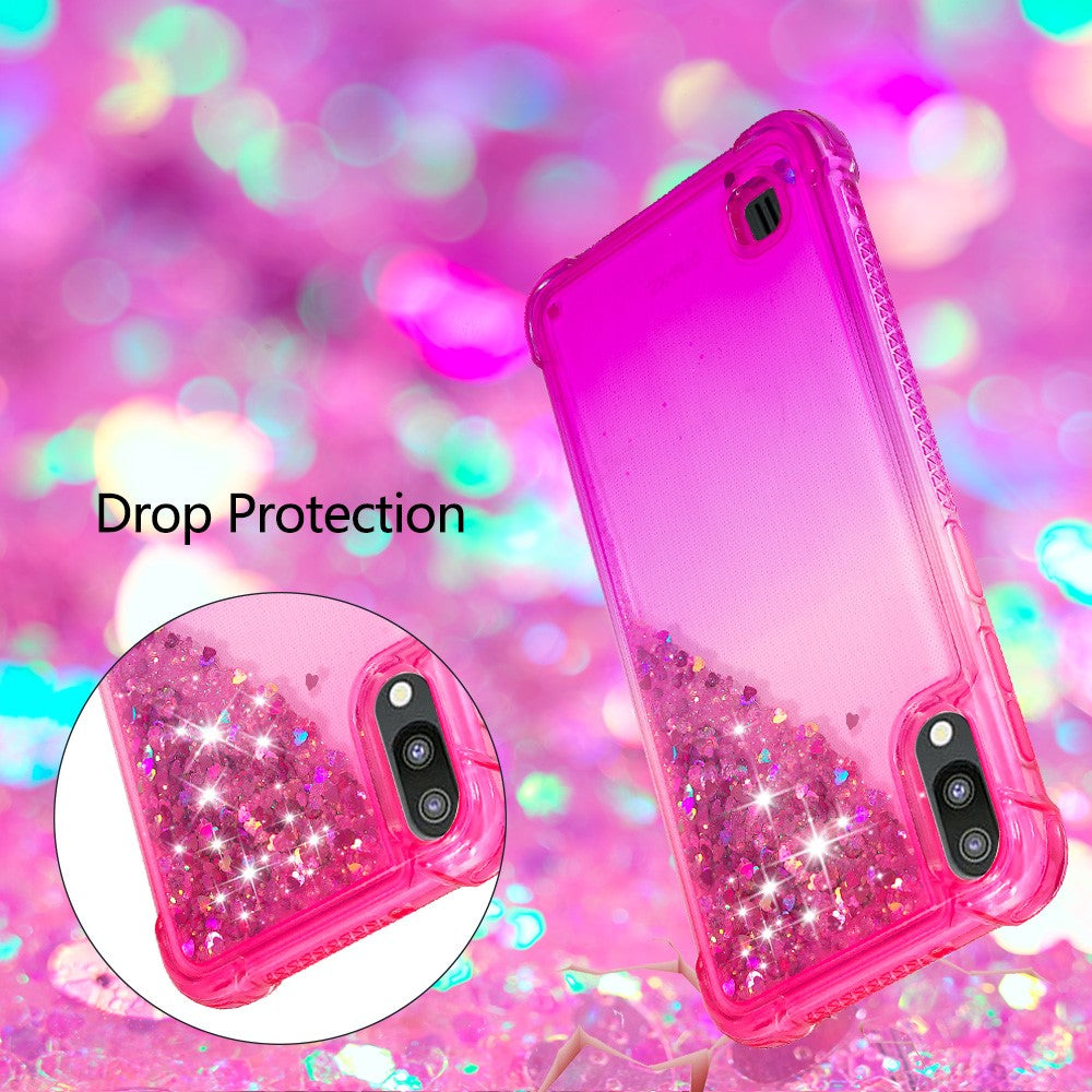 Gradient Glitter Powder Quicksand TPU Shell for Samsung Galaxy M10 / A10 - Rose / Purple