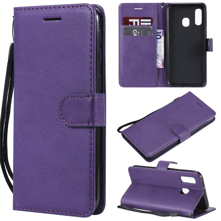 Magnetic Detachable 2-in-1 Wallet Leather Stand Case for Samsung Galaxy A40 - Purple