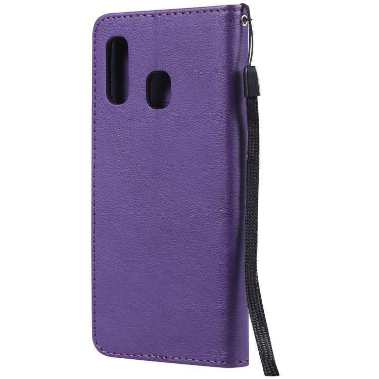 Magnetic Detachable 2-in-1 Wallet Leather Stand Case for Samsung Galaxy A40 - Purple