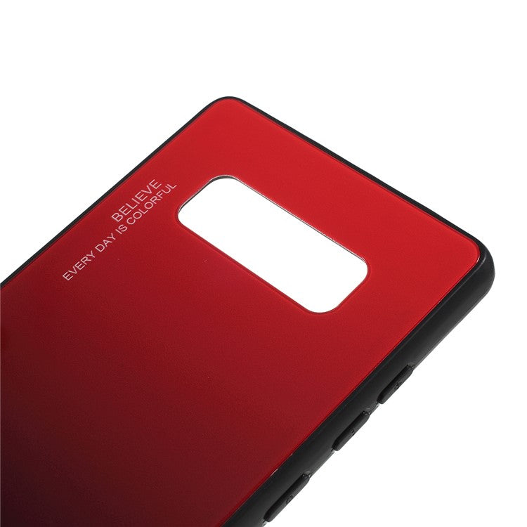 Gradient Color Glass + PC + TPU Hybrid Mobile Casing for Samsung Galaxy Note 8 N950 - Red / Black
