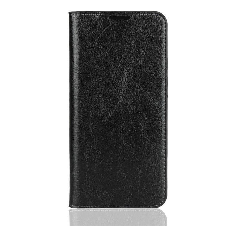 Crazy Horse Wallet Stand Genuine Leather Case for Samsung Galaxy A50/A50s/A30s - Black