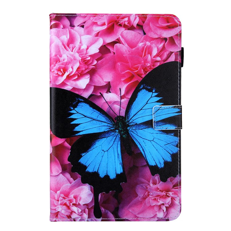 Pattern Printing Stand Leather Tablet Cover for Samsung Galaxy Tab S5e SM-T720 / SM-T725 - Flower and Blue Butterfly