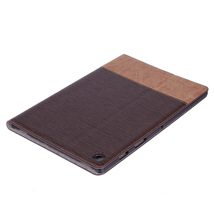 Cross Texture Splicing PU Leather Smart Wallet Tablet Protective Case for Samsung Galaxy Tab S5e SM-T720 - Coffee