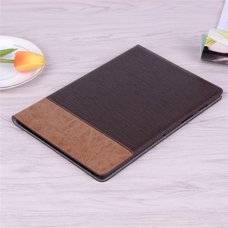 Cross Texture Splicing PU Leather Smart Wallet Tablet Protective Case for Samsung Galaxy Tab S5e SM-T720 - Coffee