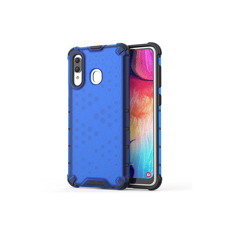 Honeycomb Shock Absorber TPU + PC Hybrid Phone Case for Samsung Galaxy A30/A20 - Blue