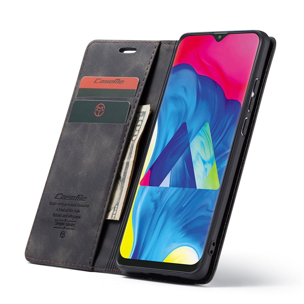 CASEME 013 Series for Samsung Galaxy M10 Retro Flip Leather Phone Case - Black