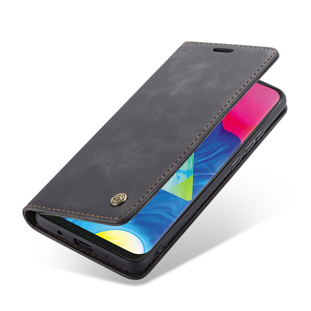 CASEME 013 Series for Samsung Galaxy M10 Retro Flip Leather Phone Case - Black