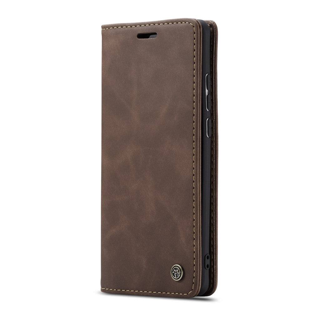 CASEME 013 Series for Samsung Galaxy M10 Retro Flip Leather Phone Case - Coffee