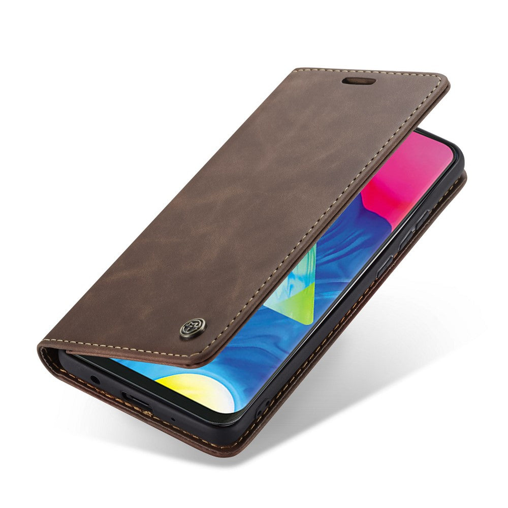CASEME 013 Series for Samsung Galaxy M10 Retro Flip Leather Phone Case - Coffee