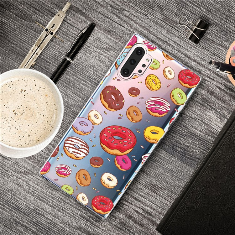 Pattern Printing Clear TPU Cell Phone Case Cover for Samsung Galaxy Note 10 Plus/Note 10 Plus 5G - Doughnuts
