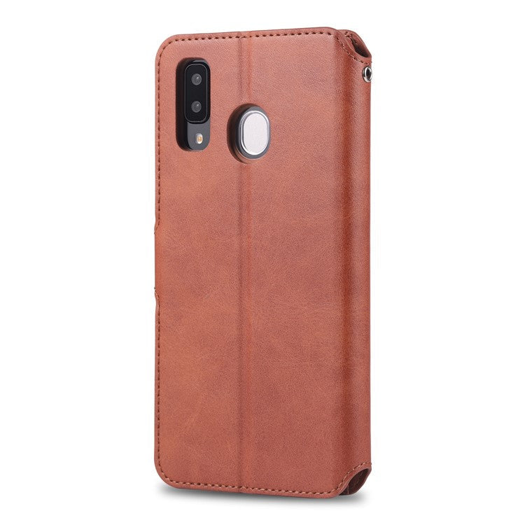 AZNS Leather Wallet Case for Samsung Galaxy A20e - Brown