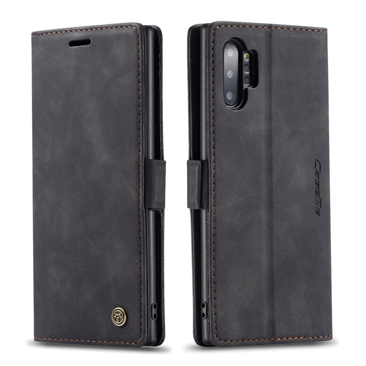 CASEME 013 Series Auto-absorbed Flip Leather Wallet Shell for Samsung Galaxy Note 10 Plus/10 Plus 5G - Black