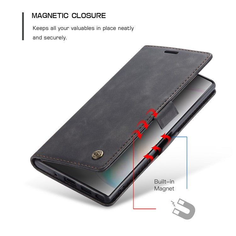 CASEME 013 Series Auto-absorbed Flip Leather Wallet Shell for Samsung Galaxy Note 10 Plus/10 Plus 5G - Black