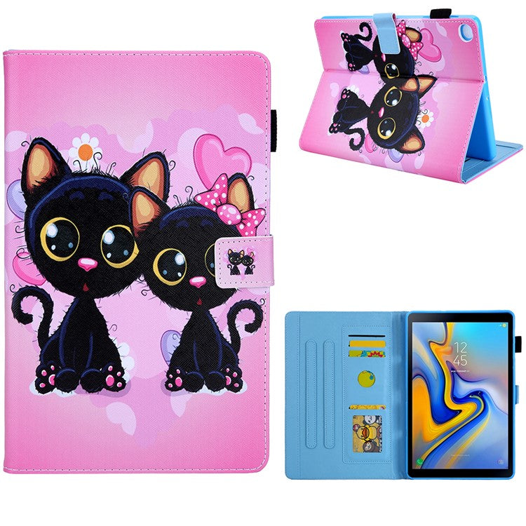Pattern Printing Card Slot Flip Leather Cover for Samsung Galaxy Tab A 8.0 Wi-Fi (2019) SM-T290 - Couple Cat