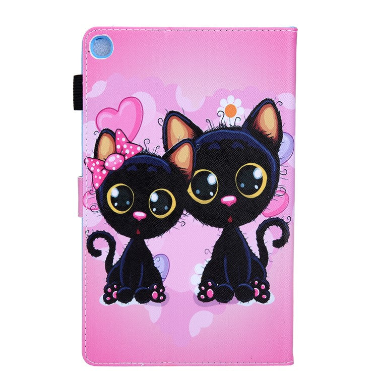 Pattern Printing Card Slot Flip Leather Cover for Samsung Galaxy Tab A 8.0 Wi-Fi (2019) SM-T290 - Couple Cat