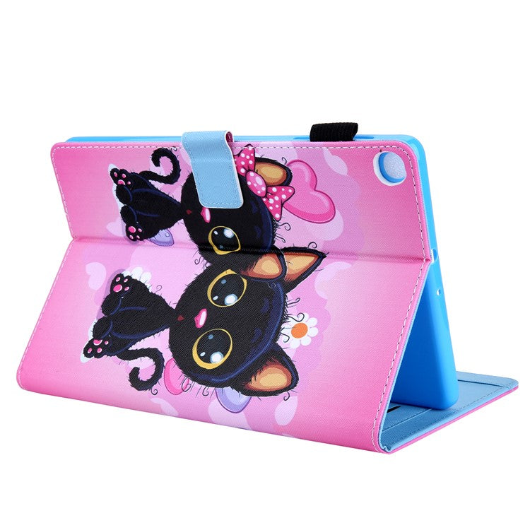 Pattern Printing Card Slot Flip Leather Cover for Samsung Galaxy Tab A 8.0 Wi-Fi (2019) SM-T290 - Couple Cat
