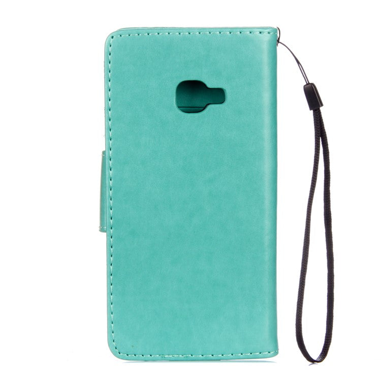 Imprint Butterfly Flower PU Leather Wallet Case for Samsung Galaxy Xcover 4s - Cyan