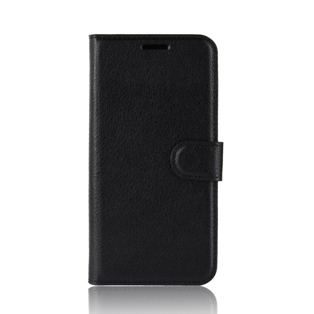 Litchi Skin Leather Stand Phone Shell Wallet Case for Samsung Galaxy M21 / M30s - Black
