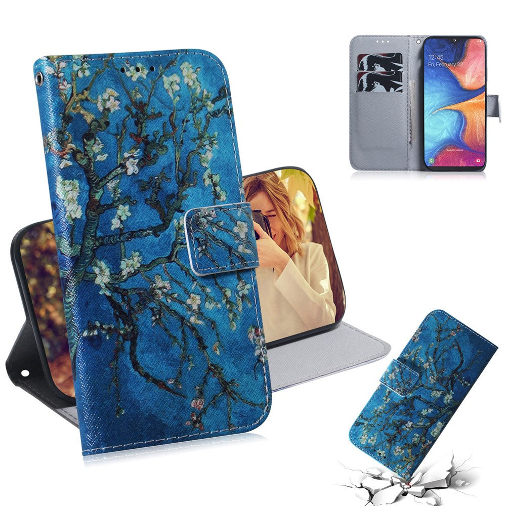 Pattern Printing Leather Wallet Case for Samsung Galaxy M30s / M21 - Tree with Flowers