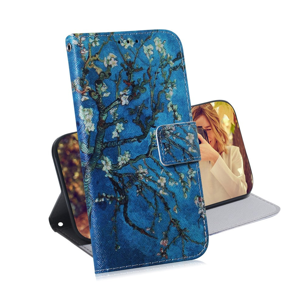 Pattern Printing Leather Wallet Case for Samsung Galaxy M30s / M21 - Tree with Flowers