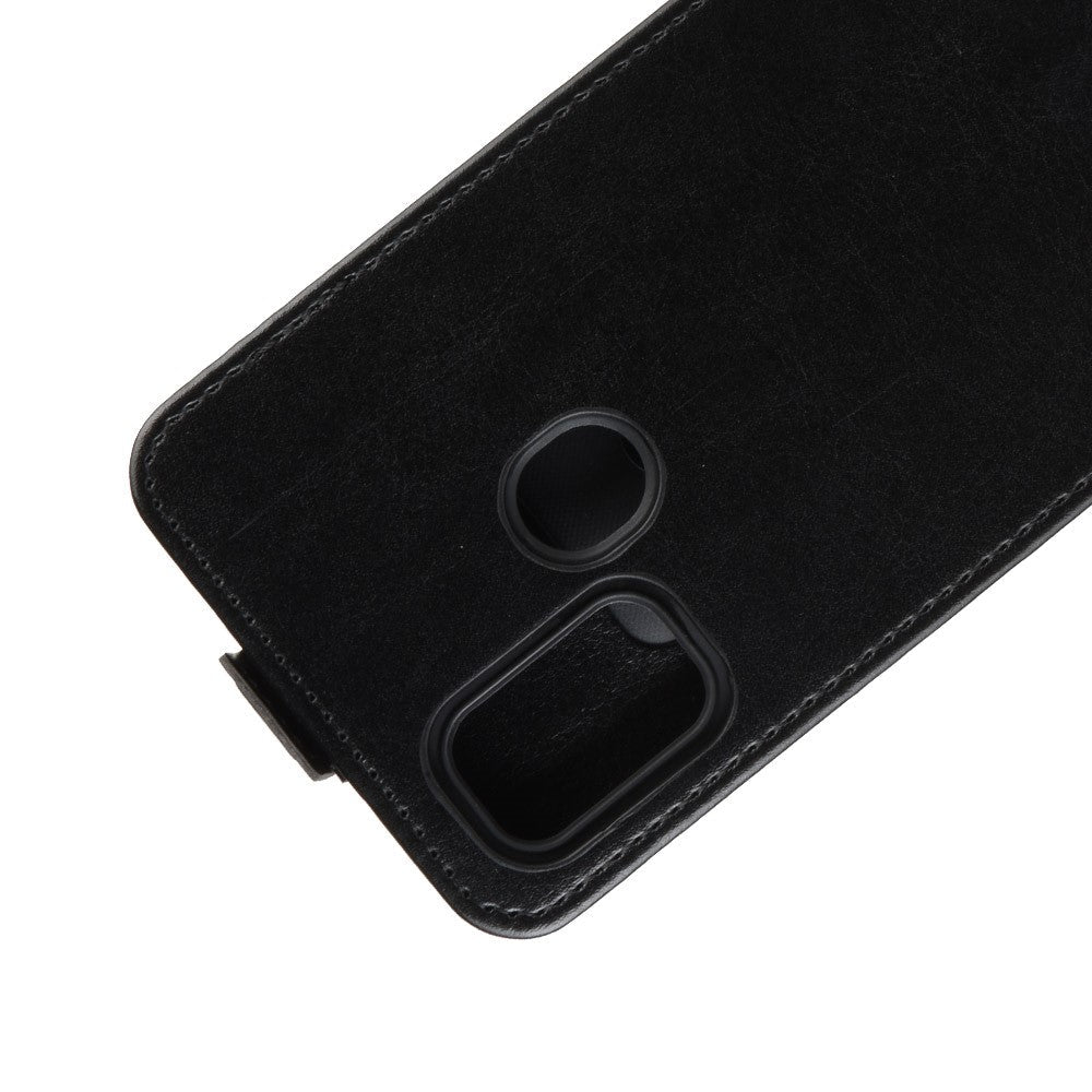 Crazy Horse Vertical Leather Casing with Card Slot for Samsung Galaxy M30s - Black
