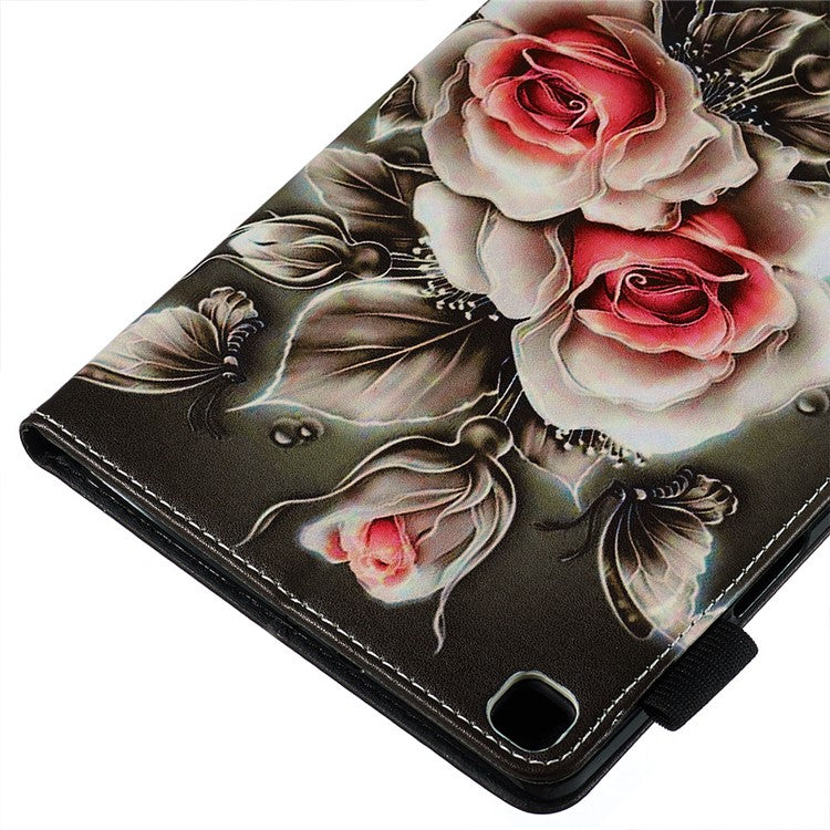 Printing PU Leather Wallet Shell for Samsung Galaxy Tab A 8.0 LTE (2019) SM-T290/SM-T295 - Flower