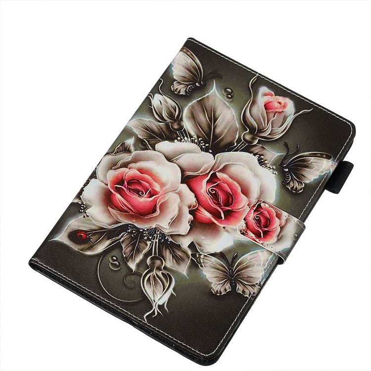 Printing PU Leather Wallet Shell for Samsung Galaxy Tab A 8.0 LTE (2019) SM-T290/SM-T295 - Flower