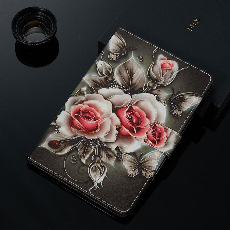 Printing PU Leather Wallet Shell for Samsung Galaxy Tab A 8.0 LTE (2019) SM-T290/SM-T295 - Flower