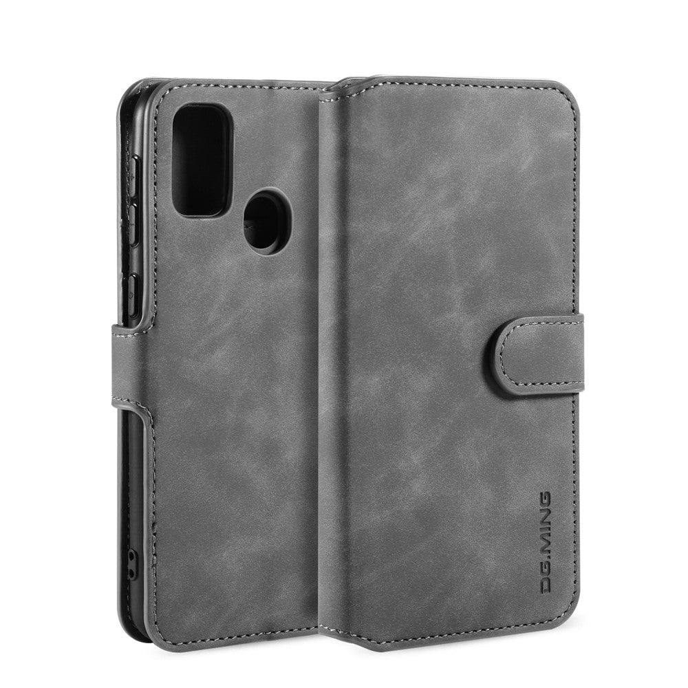 DG.MING Retro Leather Wallet Stand Case for Samsung Galaxy M30s / M2 - Grey