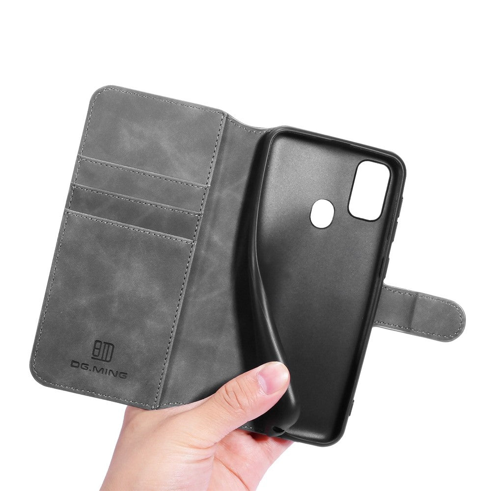 DG.MING Retro Leather Wallet Stand Case for Samsung Galaxy M30s / M2 - Grey