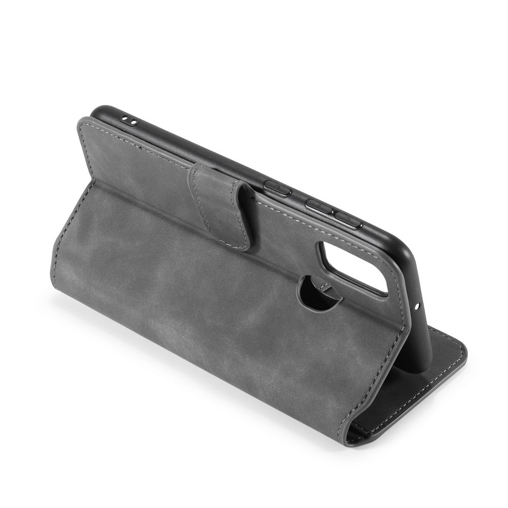 DG.MING Retro Leather Wallet Stand Case for Samsung Galaxy M30s / M2 - Grey