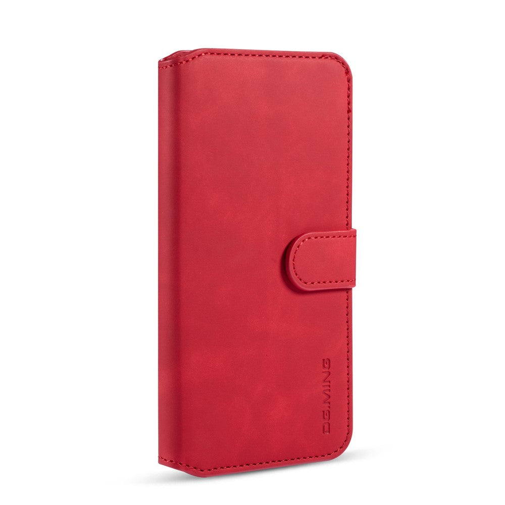 DG.MING Retro Leather Wallet Stand Case for Samsung Galaxy M30s / M2 - Red